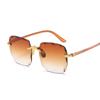 Vintage Rimless Square Sunglasses Woman Luxury Fashion Oversized Sun Glasses Female Retro Pink Black Gradient Mirror Oculos