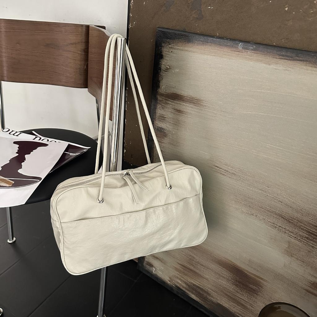 New Minimalist Single Shoulder Small Square Bag, Underarm Bag, PU Soft Leather, High-end Feel Handbag, Commuting Baguette Bag, Women's Bag
