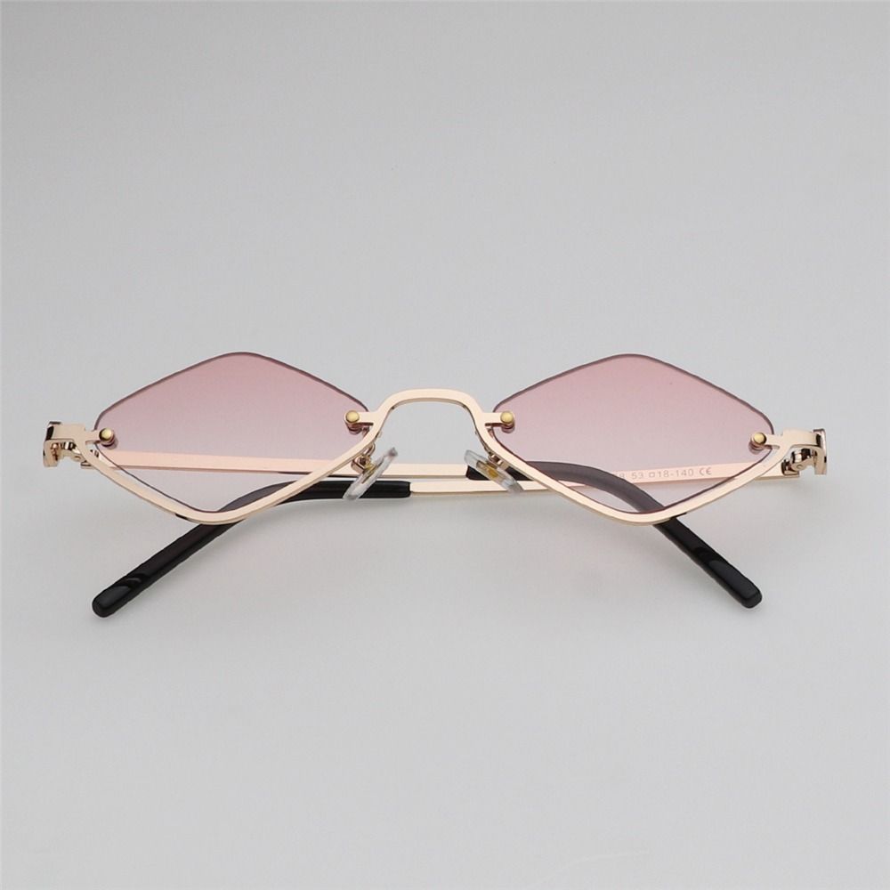 Cool Diamond-Shaped Women's Sunglasses Small Hip Hop Half Frame Sun Glasses Metal Narrow Eyewear for Women Men