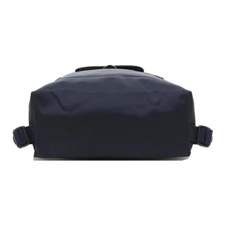 Longchamp Le Pliage Green 26 Unifarbe Druckknopf-Reißverschluss Weiches recyceltes Canvas mit Lederbesatz Rucksack Damenrucksack Marineblau 1699919P68