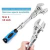 New 2025 Multifunction 5 In1 Torque 180 Degree Wrench 10 Inch Ratchet Folding Spanner Household Maintenance Manual Tool