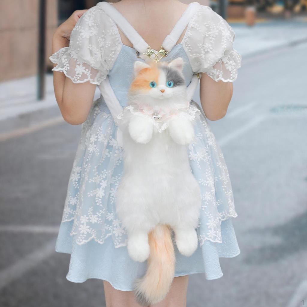 Cute Cat Plush Backpack Funny Soft Bag for Children Pet Lovers Adults Gift