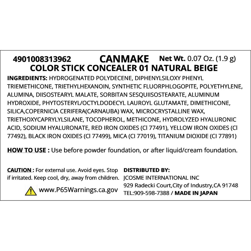 Canmake Color Stick Concealer 01 Natural Beige 1,9g