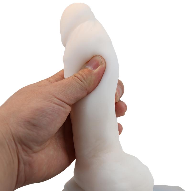 Superweicher Dildo mit Saugnapf, weibliches Masturbationsspielzeug, Penis-Hautgefühl, realistischer Schwanz, weiches Material für Oralsex, weiblich