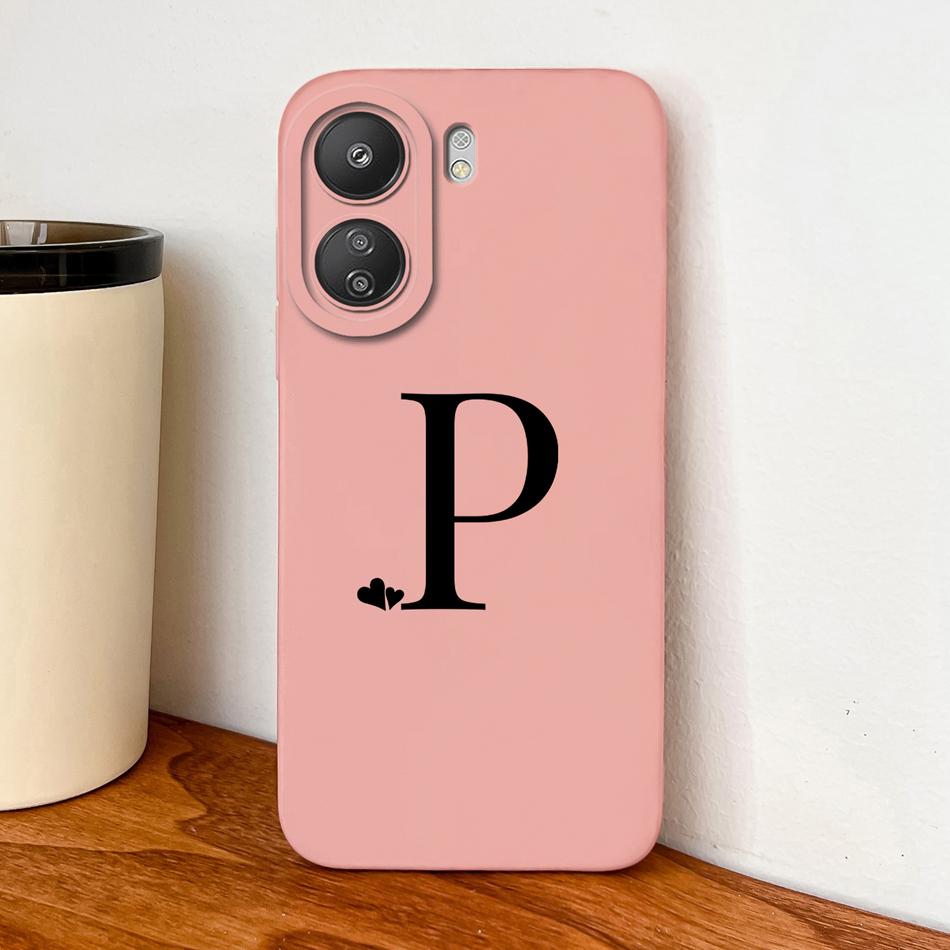 For POCO C65 C75 C55 Case Little Heart Letters Phone Housing For POCO C 75 4G 5G Soft Liquid Silicone Full Protection Back Cover