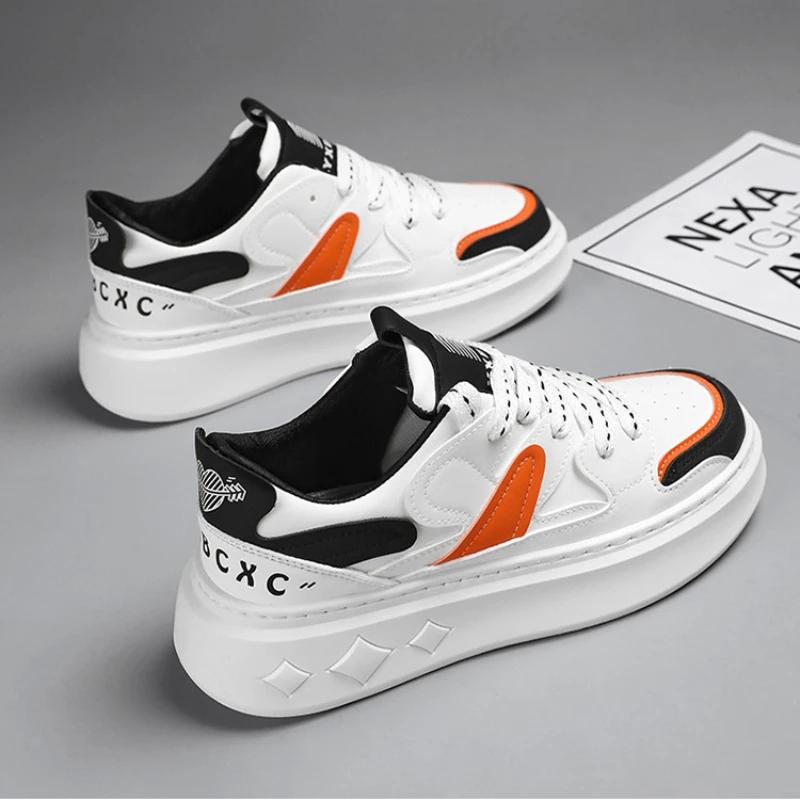 Spring Autumn Platform Shoes for Men Comfortable Breathable Men's Sports Shoes Versatile Men's White Casual Shoes Male Sneakers