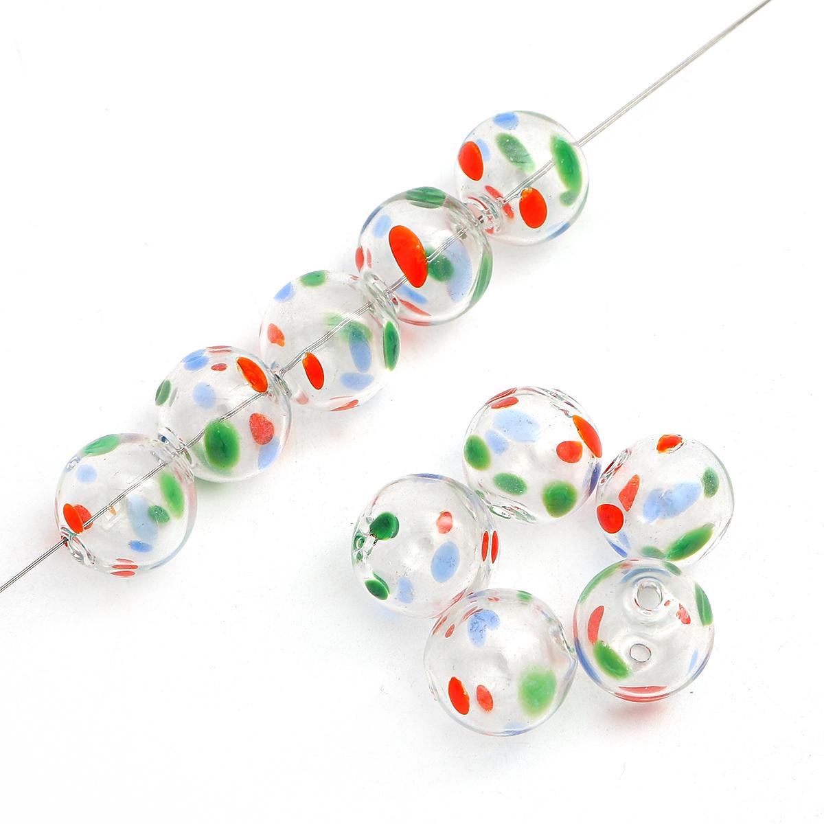 

14 мм ручная работа полые стеклянные бусины лампворк круглые шармы для эолийских ветряных колокольчиков ювелирные изделия своими руками изготовление аксессуаров style 01
