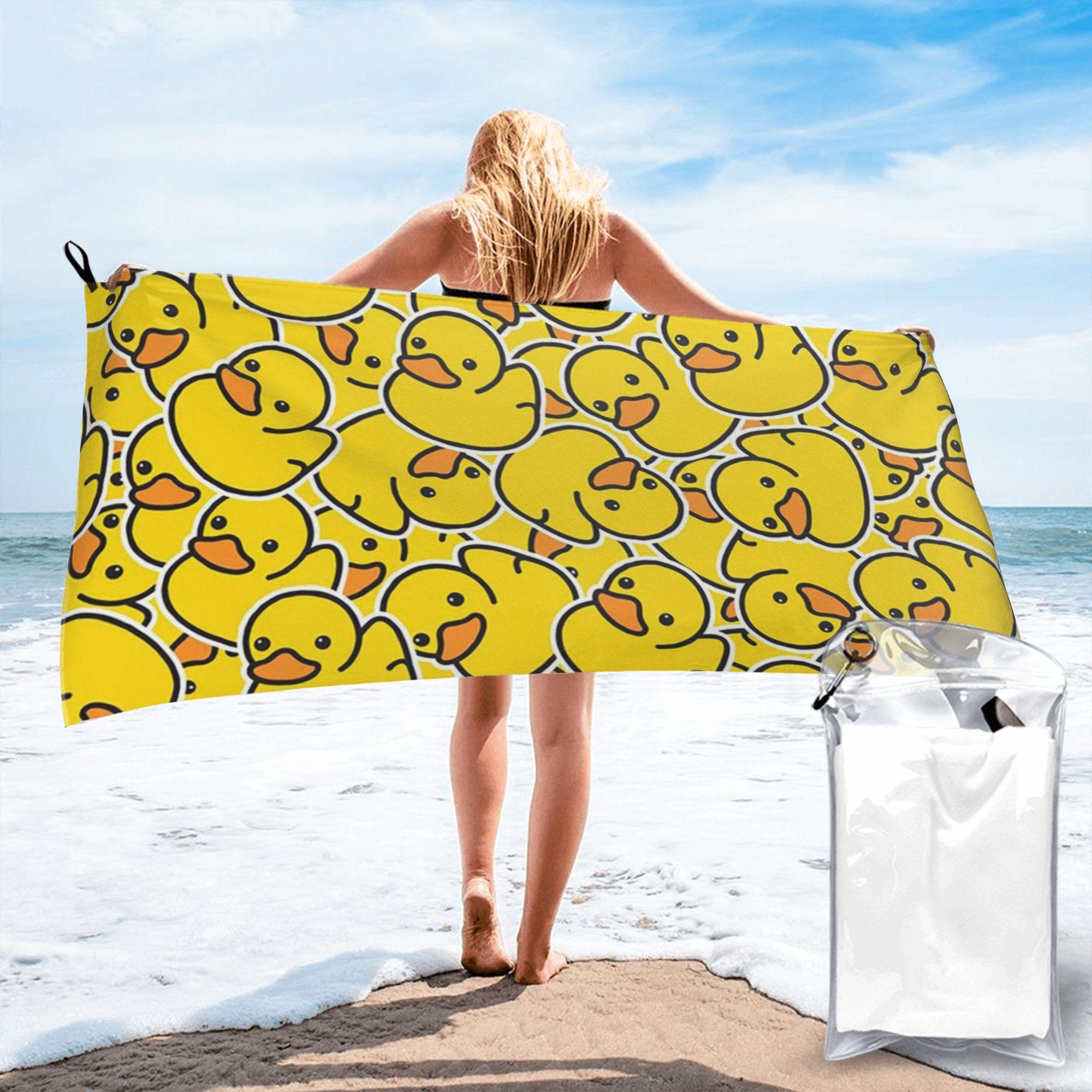 

Yellow Classic Rubber Duck Beach Towel Soft Microfiber Quick Dry Absorbent Quick Towels For Bath W40*H60(CM)