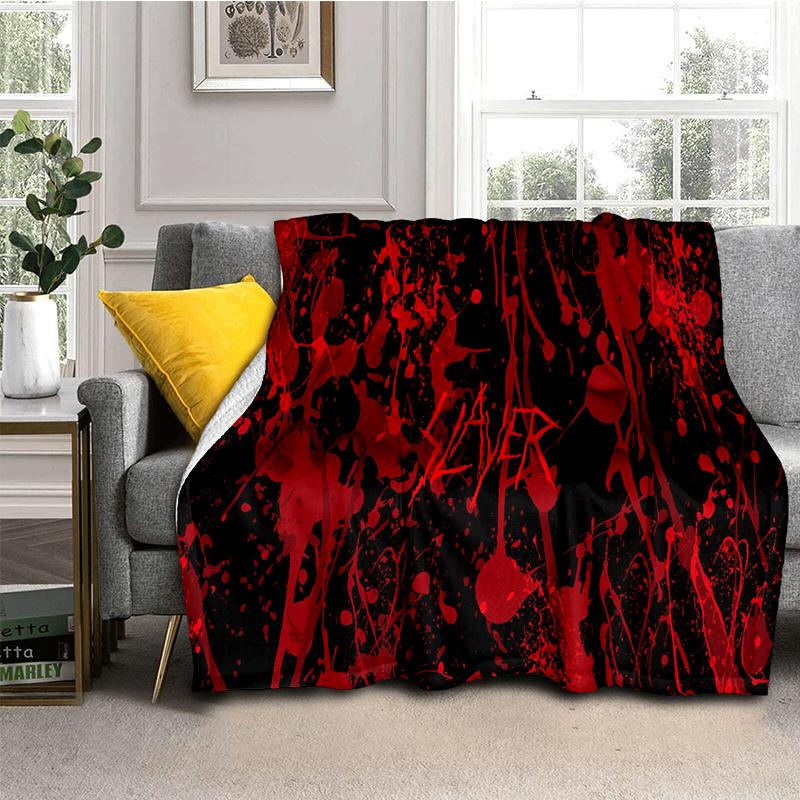 3D Retro Band Slayer Heavy Metal Rcck Sign Blanket,Soft Throw Blanket for Home Bedroom Bed Sofa Travel Cover Kid Gift