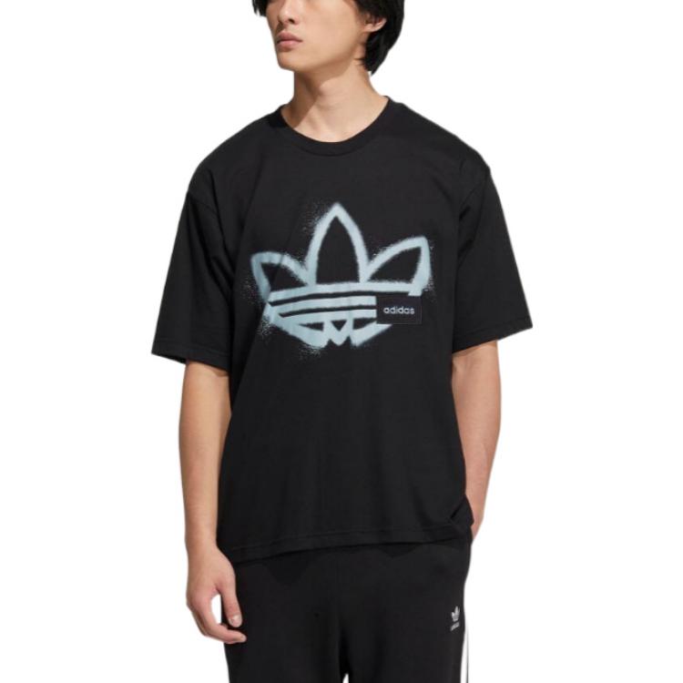 adidas Originals Men's Spray Paint Trefoil T-Shirt Black HS2007