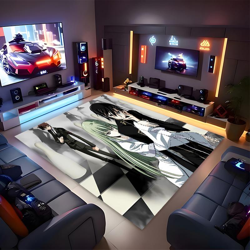 Anime Code Geass Printed Absorbent Washable Carpet,Non-Slip Bathroom Mats,Kitchen Rugs,Living Room Entrance,Camping Picnic Rugs