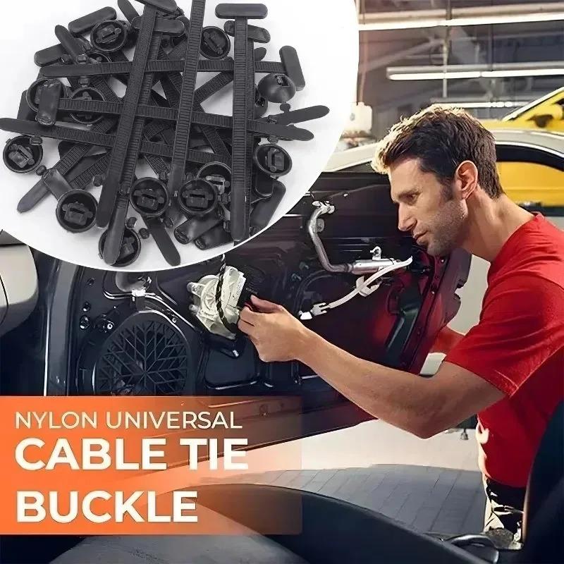 2-200pcs Self Locking Zip Nylon Cable Tie Buckle Black Zip Ties Multipurpose Cable Ties Tool Universal Heavy Duty for Car Repair