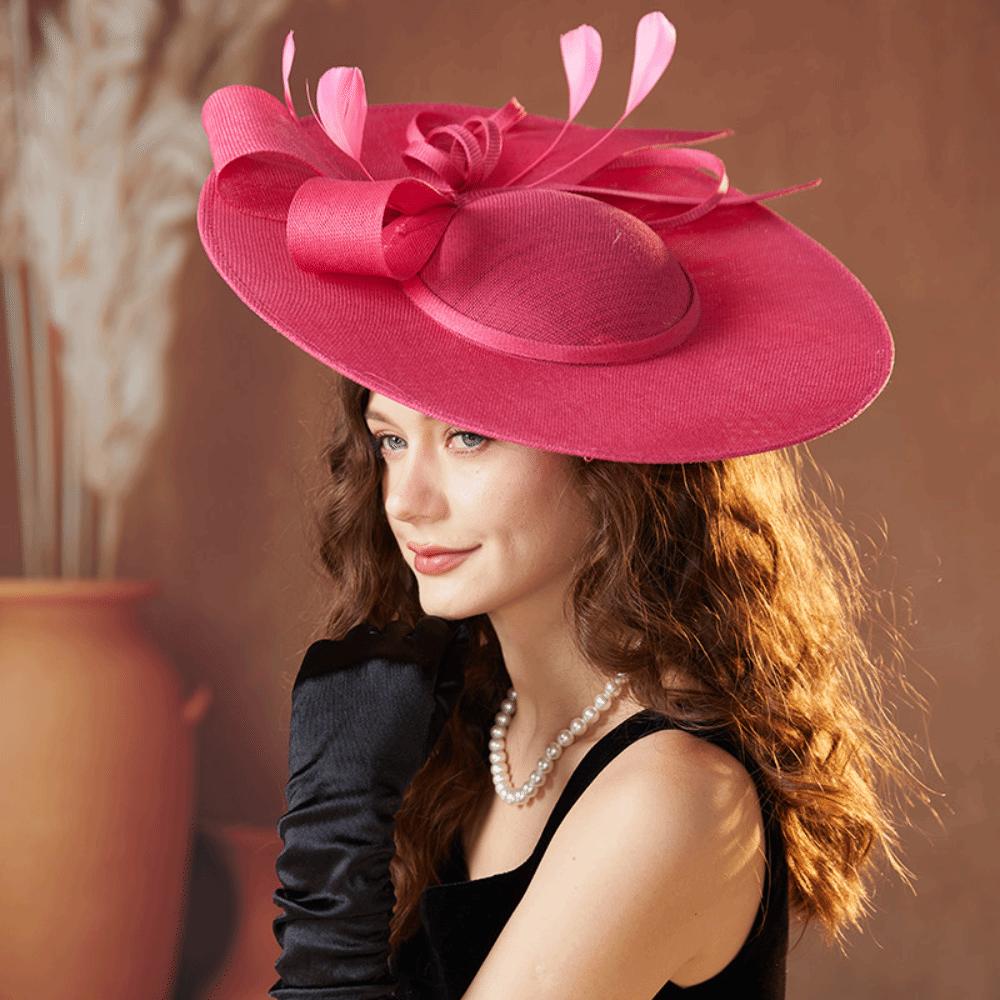 With Headband Tea Party Hat Wide Brim Derby Hat New Women Fascinator Hats  for Church Event