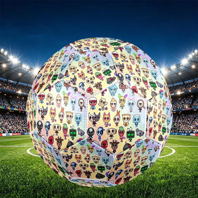 Sprunki Game Print Size 5 Soccer Ball, PU Wear Resistant Football for Match Training and Daily Practice, Birthday Gift for Soccer Fans