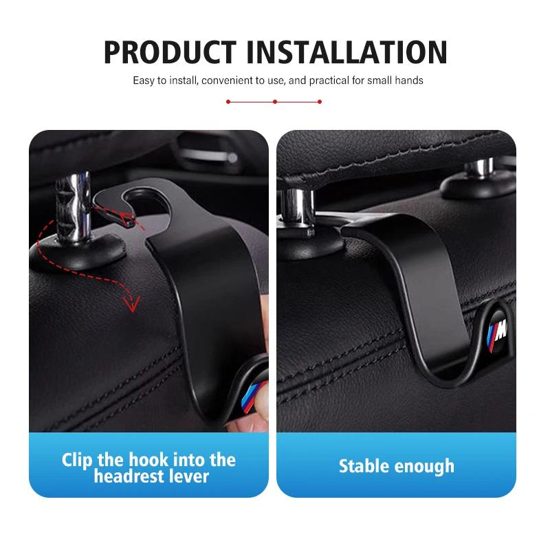 SNLL4 2/4pcs Car Seat Headrest Hook Storage Hanger Organizer Accessories For BMW M 1 3 4 5 6 7 Series X1 X3 X4 X5 G20 G38 F48 E36 E39
