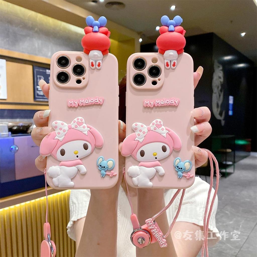 Applicable To iPhone17 Three-dimensional Lying Down Mobile Phone Case Apple 16promax Melody 15 Cartoon XS Lanyard Foreign Trade