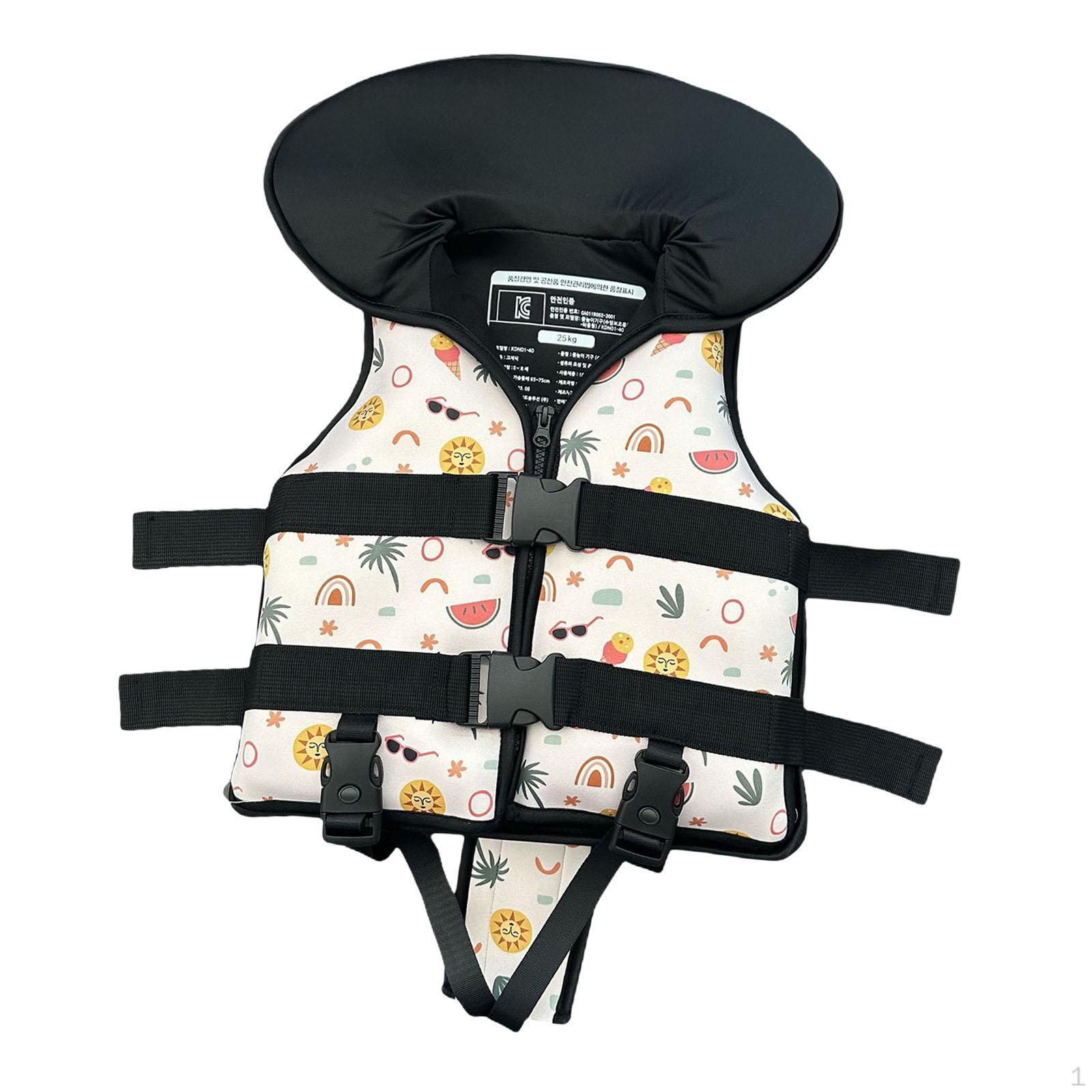 

Kids Swim Vest with Head Support Float Jacket for Boating Water Sports Pool Colorful Summer