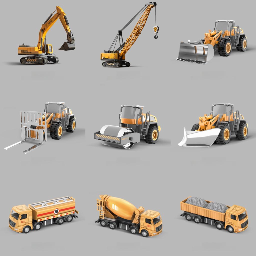Alloy Excavator Construction Toy For Kids With Inertia Drive And Articulated Joints