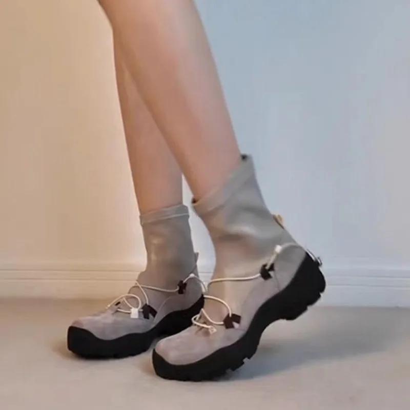 Fashion Soft Slip Anti-wear Single Boots Women's Fashion Round Toe Sleeve Block Heel Short Boots