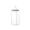 Borosilicate Glass Cola Cup with Bamboo Lid & Straw - Heat Resistant Coffee Cup