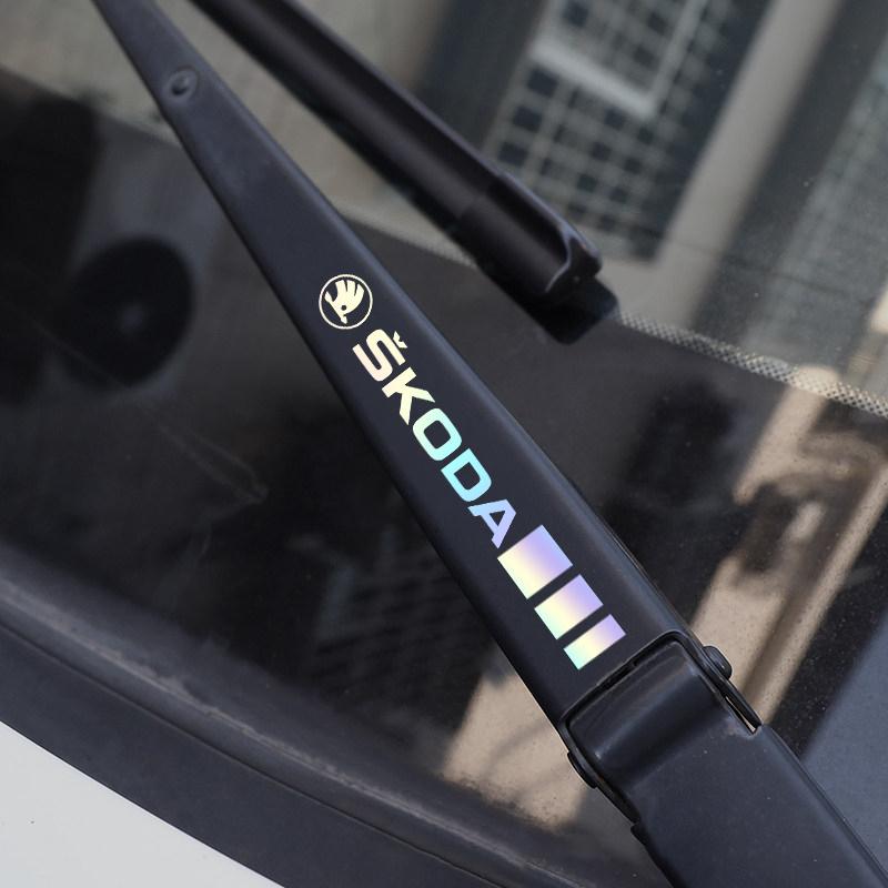 AAAJI1 4 Car Stickers, Window Wiper Decorative Stickers, Laser Waterproof, Suitable for Skoda Octavia Superb Rapid Kodiaya Kroya Fabia