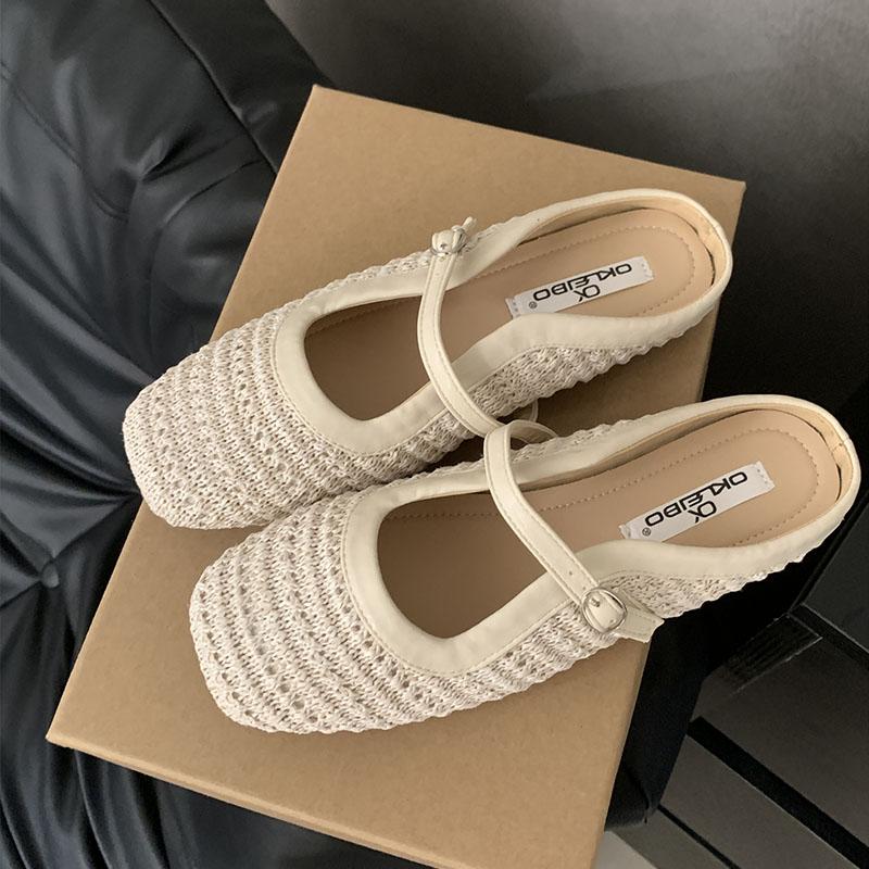 

Мода Мода Мелкая Дизайнерская Пряжка Женские Балетки Мэри Джейн Обувь Женская Обувь Слипоны Плетение Женские Балетки С Обувью Мюли 35 бежевый