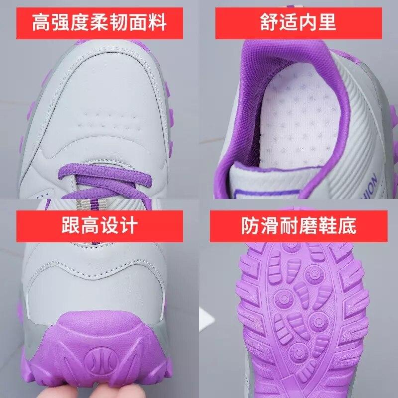 Nové lehké vycházkové boty Dámské tenisky Kožené Vodotěsné Pohodlné Boty pro matku Sportovní Cestovní boty