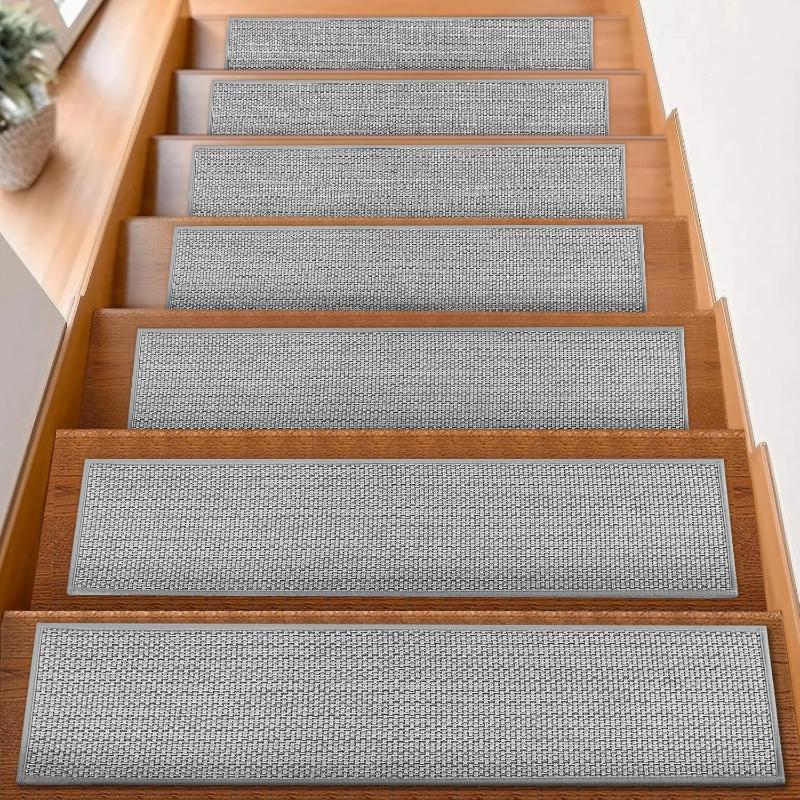 Durable Imitation Linen Stair Treads Non-Slip Water Absorption Floor Mat Noiseproof Washable Home Steps Protective Mat Pets Safe
