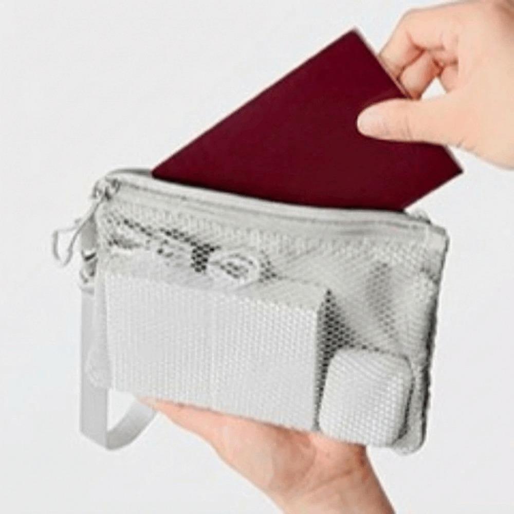 Lightweight Mesh Storage Bag Polyester Solid Color Toiletry Bag Multifunctional With Zipper Makeup Pouch Travelling Storage