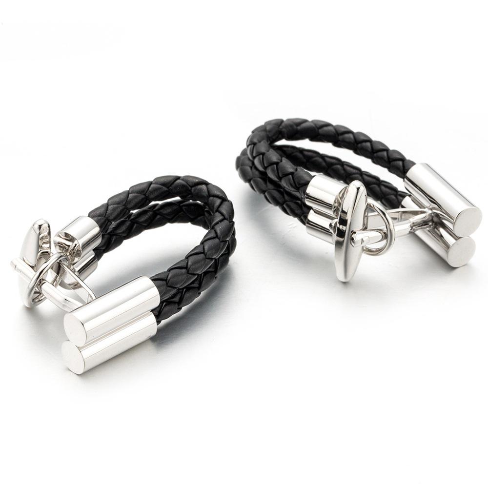 Braided Leather Rope Men's Cufflinks - Simple French Style, High-Quality, Limited Stock