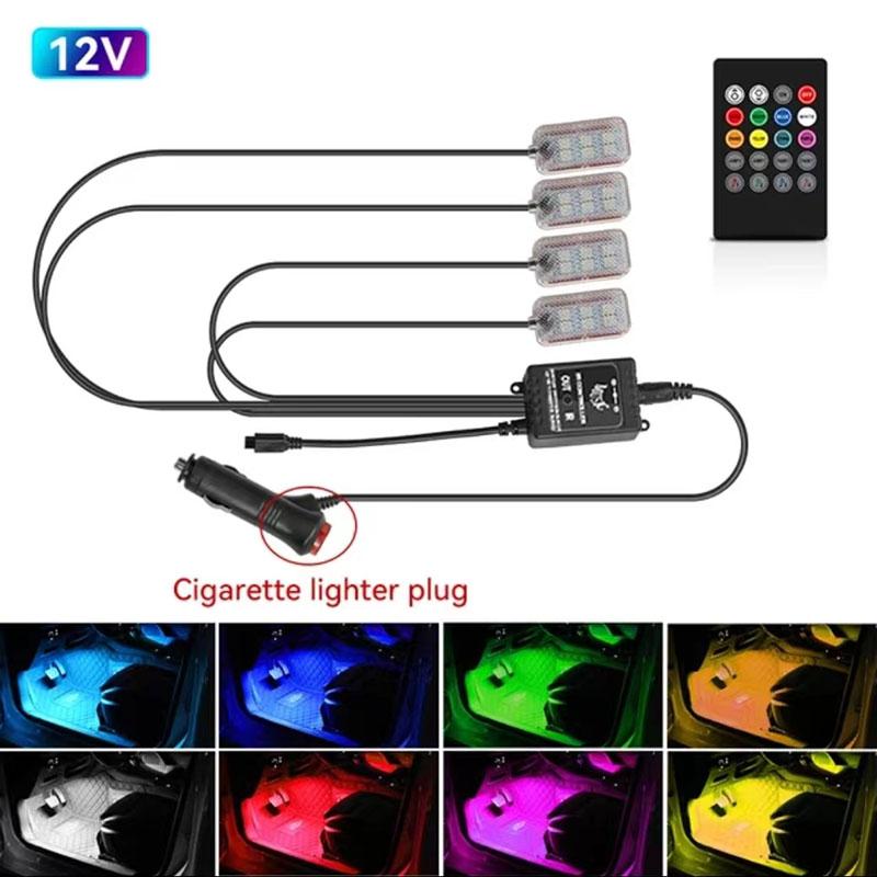 Neon LED Car Interior Ambient Foot Strip Light Accessories Back light Remote App Music Control Auto Decorative Atmosphere Lamp