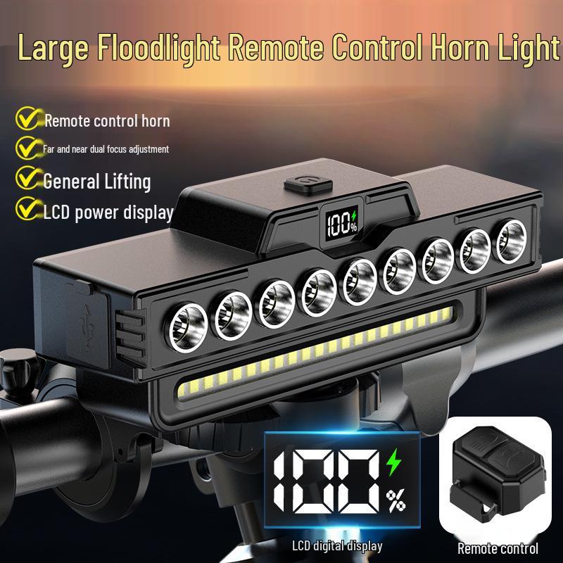 New Rechargeable High-Brightness Waterproof Bicycle Front Light with Horn for Night Riding