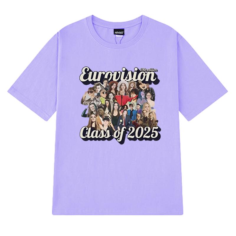 Hot Sale Eurovision Song Contest Class of 2025 Unisex Short Sleeve T Shirts Men Women Cotton Short Sleeve T-shirt Cotton Tops