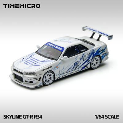 TimeMicro 1:64 Skyline GT-R R34 Drifting Blaze Legierungsmodell