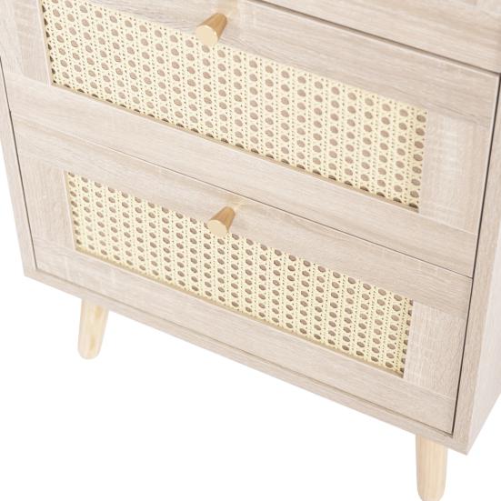 Solid Wood Legs Large Capacity Drawer Cabinet Bedroom Nightstand Sideboard with 3 Drawers