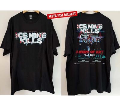 NUOVO!!! Ice Nine Kills A Work Of Art Tour 2025 UK Tour T-Shirt