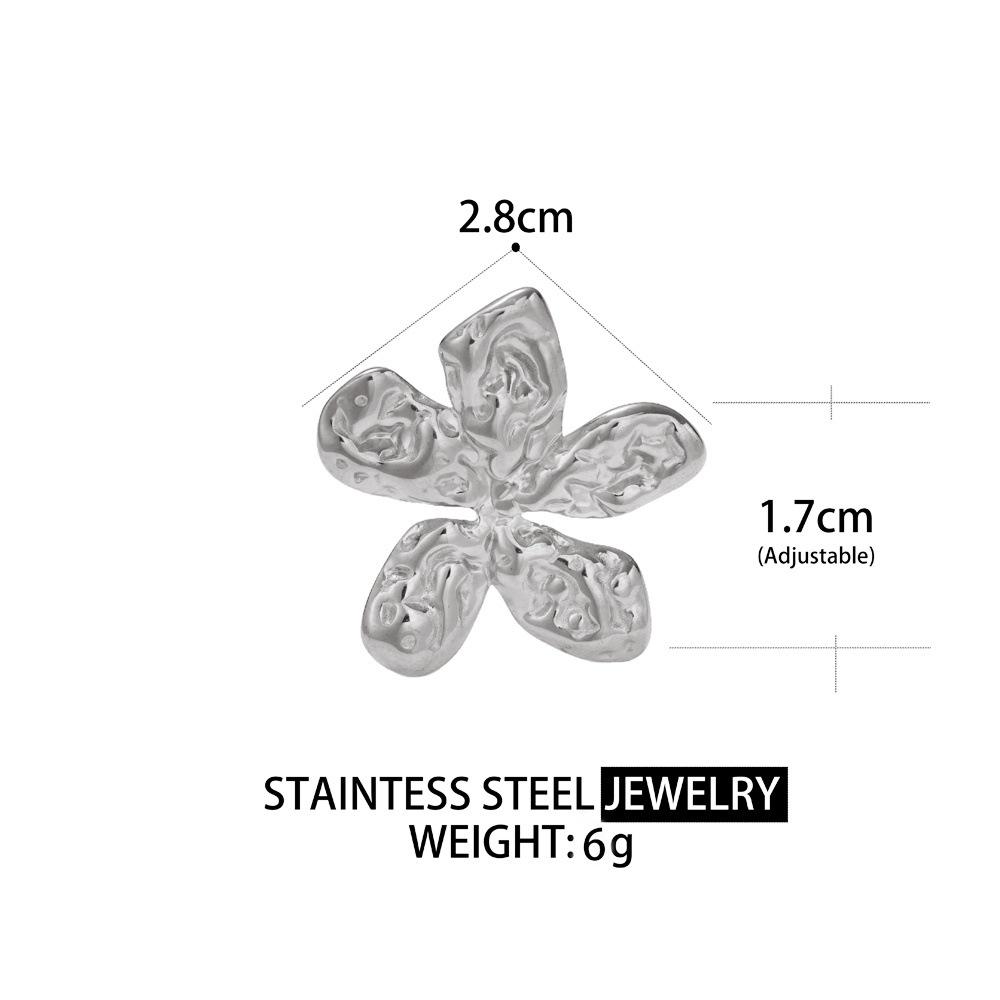 Elegant Exaggerated Geometric Flower Ring: Women s High-End Stainless Steel Fashion