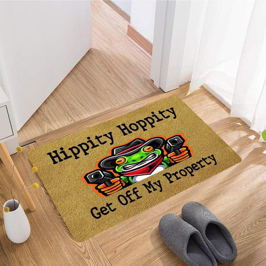 Fun Text Frog Pattern Crystal Velvet Entrance Door Mat Comfortable Dirt-Resistant Wear-Resistant Easy To Take Care Of Universal Floor Mat