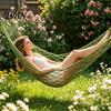 Portable Camping Hammock Outdoor with High-Tenacity Suspension Rope Mesh Lightweight Travel Swing Handwoven for Adults & Kids Compact