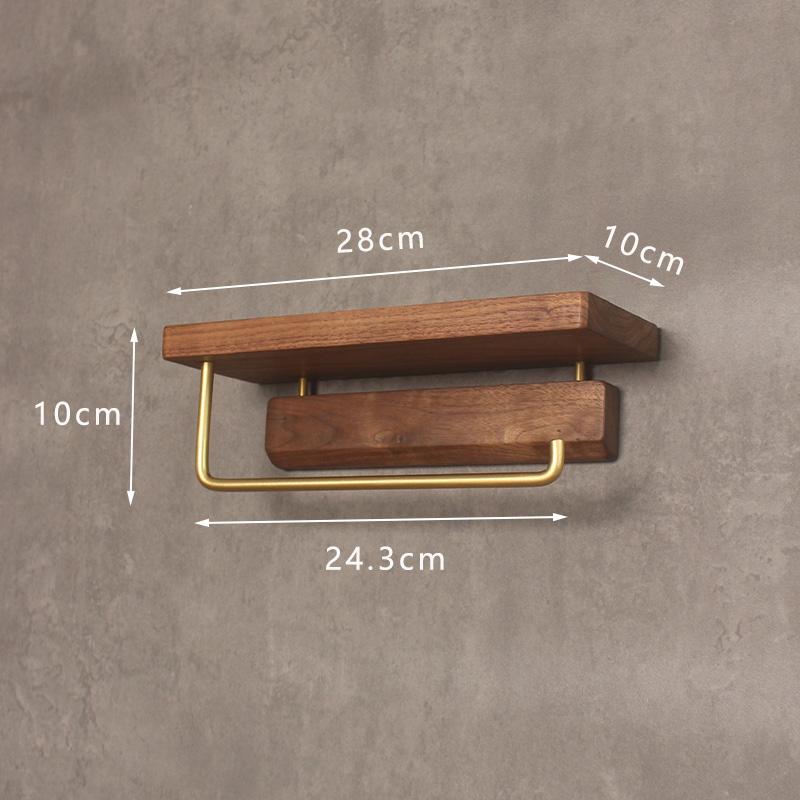 Bathroom Roll Rack Home Wall Mounted Storage Paper Towel Holder Black Walnut Toilet Roll Paper Holder No-Punch Home Decoration