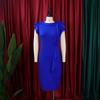 Large Size Women Summer Fashion Solid Ruffled Dress Ladies Elegant One Piece Slit Dress