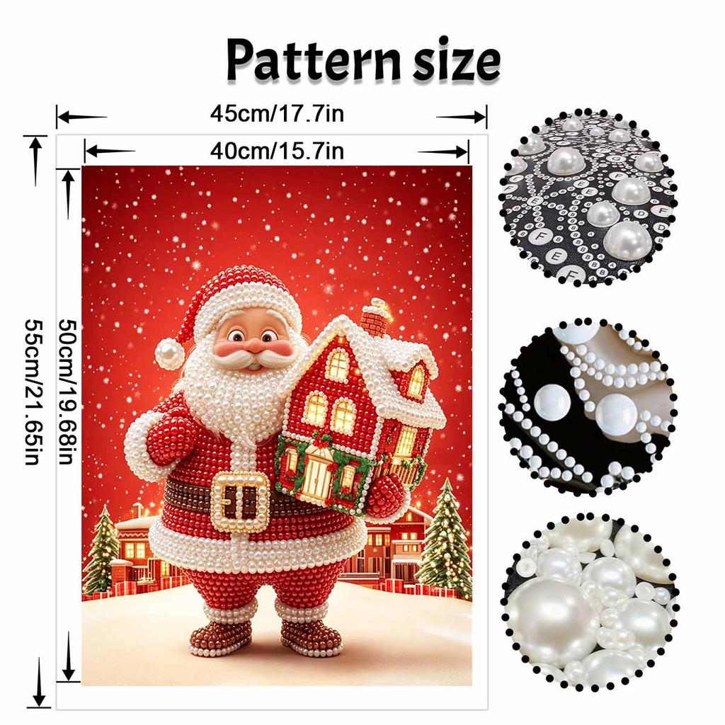 DIY Frameless Pearl Painting Kit Festive Santa Claus Easy Bead Art Canvas Beginner Friendly Relaxing Craft for Adults