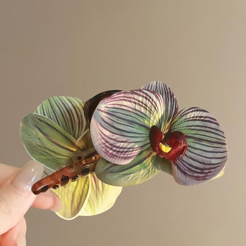 Boho Style Phalaenopsis Hair Claw Clips Beach Vacation Design Large Hair Clips for Women Thick Hair Hold