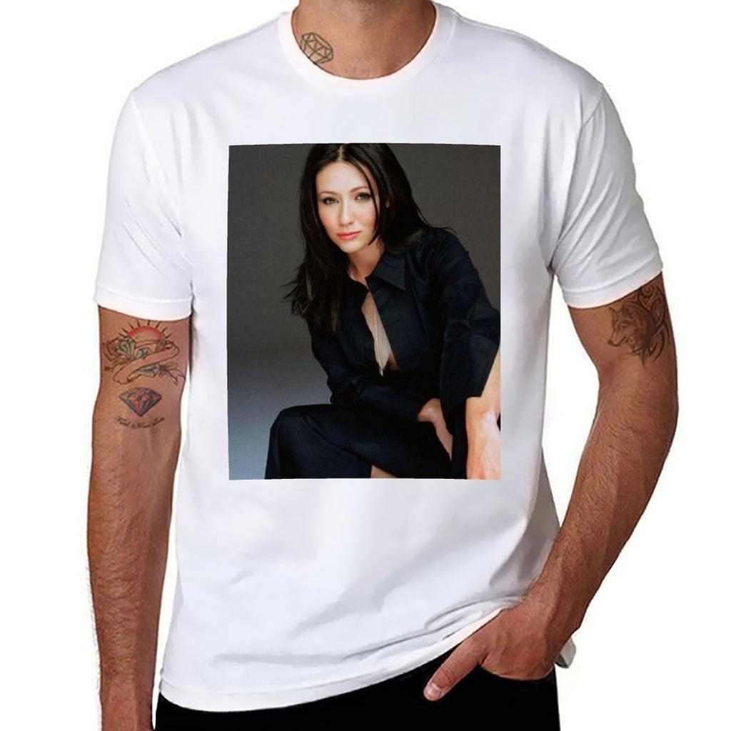 Shannen Doherty T-shirt herr t-shirt lyxiga grafiska t-shirts för herr t-shirts för herr bomull rolig T-shirt