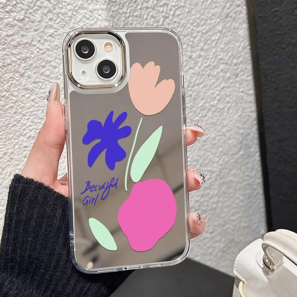 Grid Makeup Mirror Phone Case For IPhone 17 16 12 13 Mini 11 14 15 Pro Max 17E 16E Plus Silicone Coque Cover Fundas