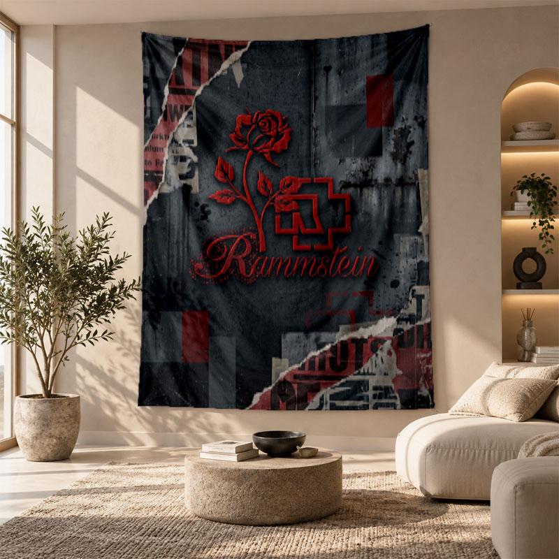 Arazzo Decorativo, Arte Murale Stampata Rammstein, Appeso a Parete Leggero per Sfondo Camera da Letto