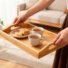 Bamboo Rectangular Cup Tray Tableware Holder Fruit Bread Dessert Tea Food Tray with Handle Dinner Serving Tray
