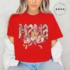 Floral Coquette T-Shirt,Pink Bow Tee Floral Mama T-Shirt for Women Vintage Retro Mama Shirt Wildflowers Mama Women's Clothing