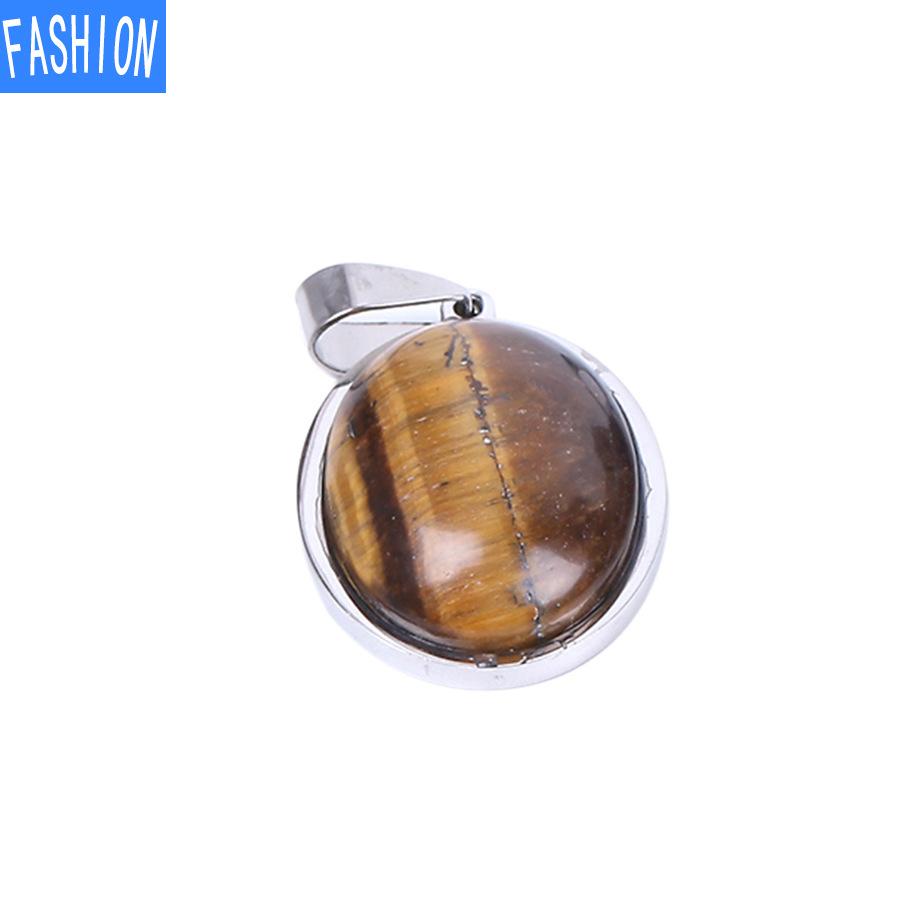 Oval Convex Natural Crystal Simple Pendant Necklace