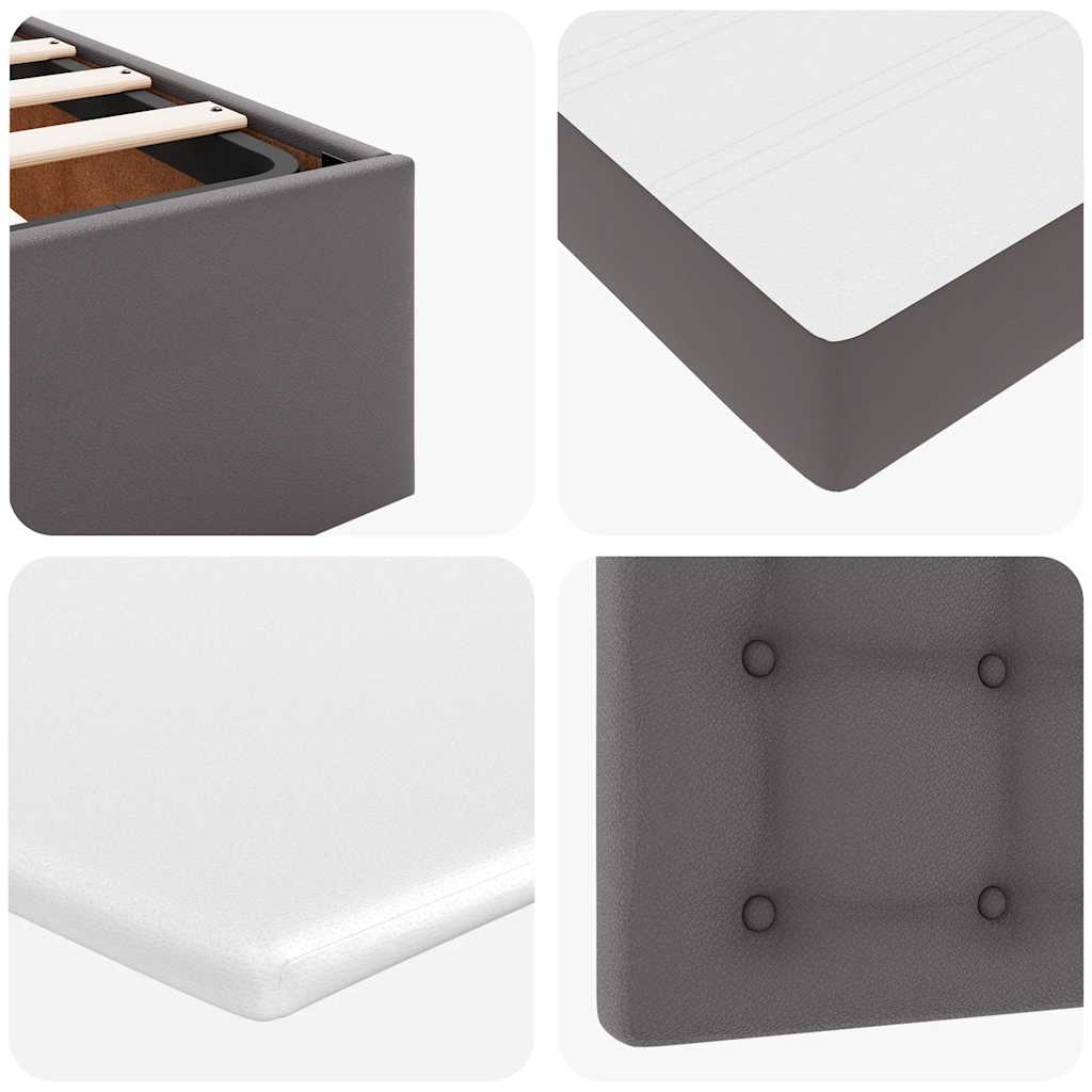 Ottoman Bed with Mattress Gray 140x190 Cm Faux Leather